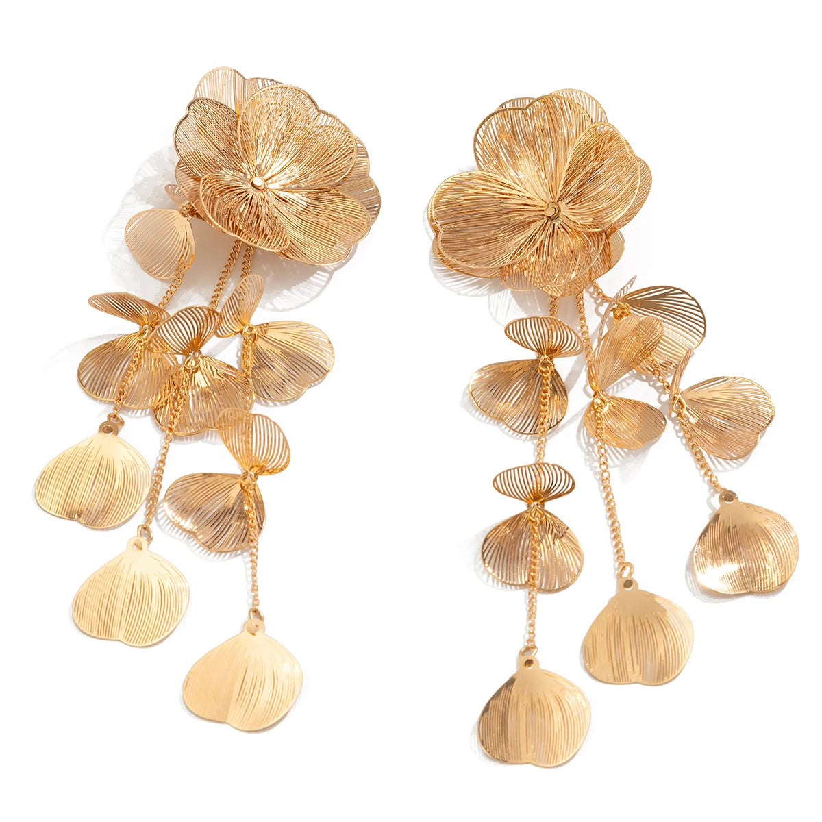 Romantic Leaf Petal Flower Drop Earrings