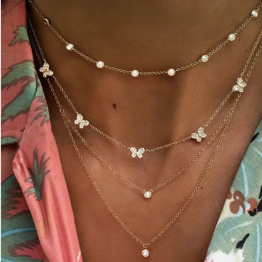 CZ Butterfly Charm Necklace F