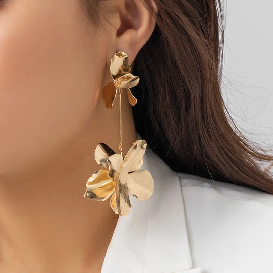 Flower Petal Pendant Drop Earrings