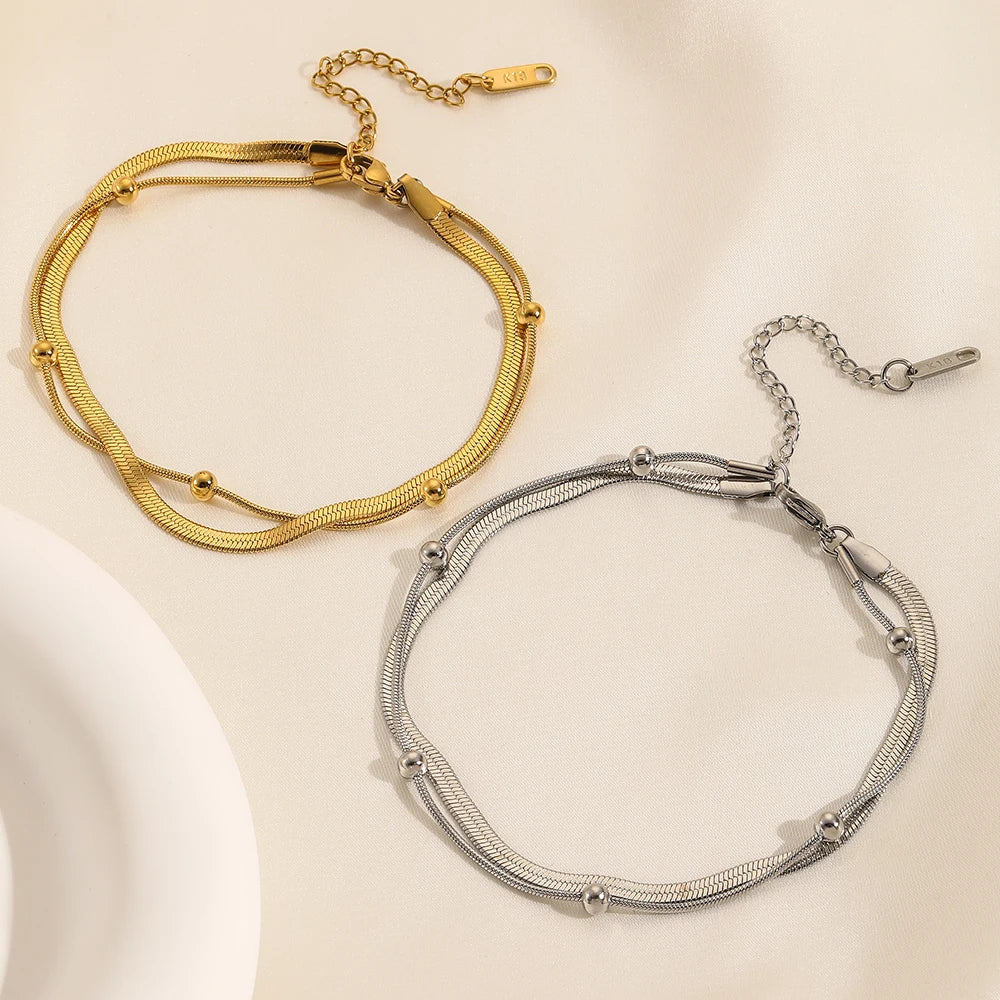 Gold Double-Layer Anklets