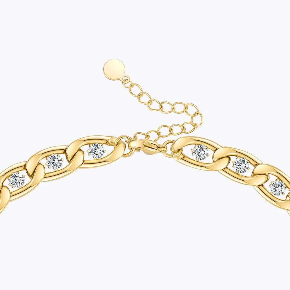 Luxurious Stainless Steel Zircons Gold Necklace