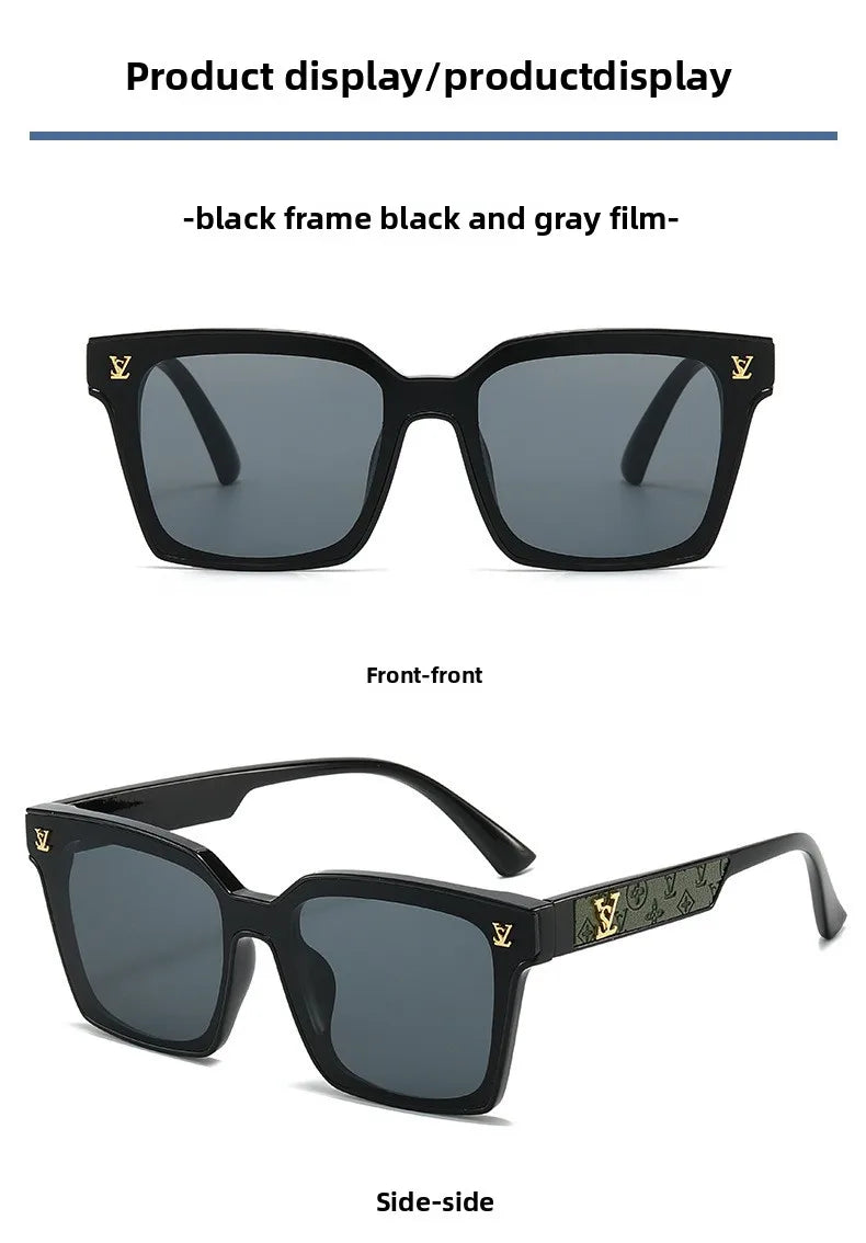 New Square Unisex Leather Sunglasses
