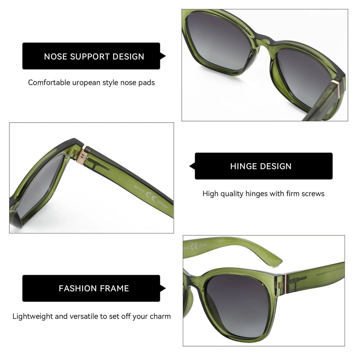 Polarized UV400 Cat Eye Sunglasses