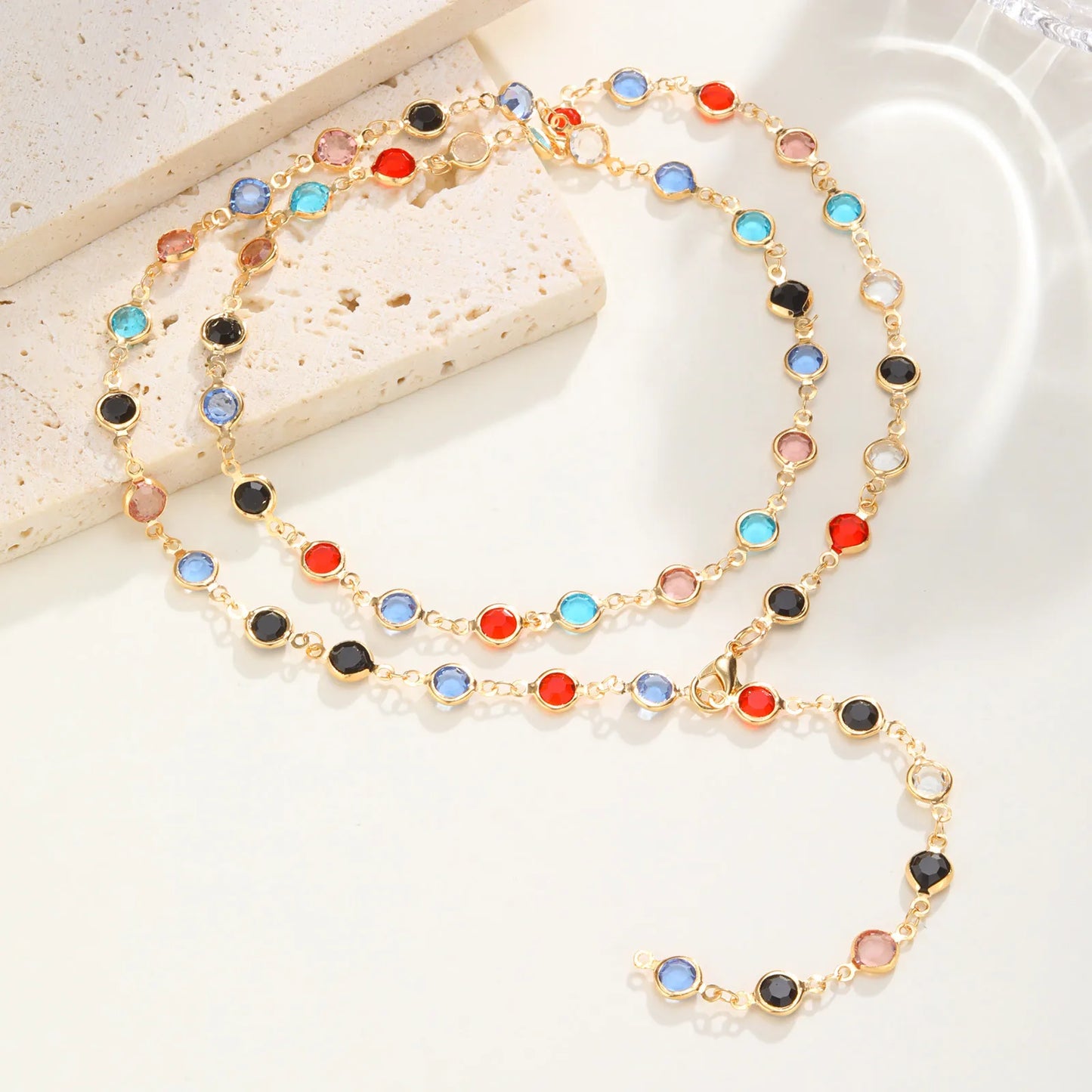 Dainty Colorful Glass Long Y-shaped Necklace
