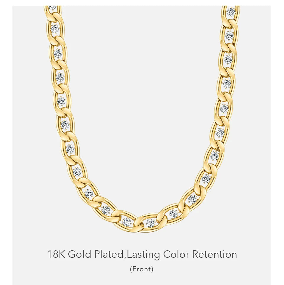Luxurious Stainless Steel Zircons Gold Necklace