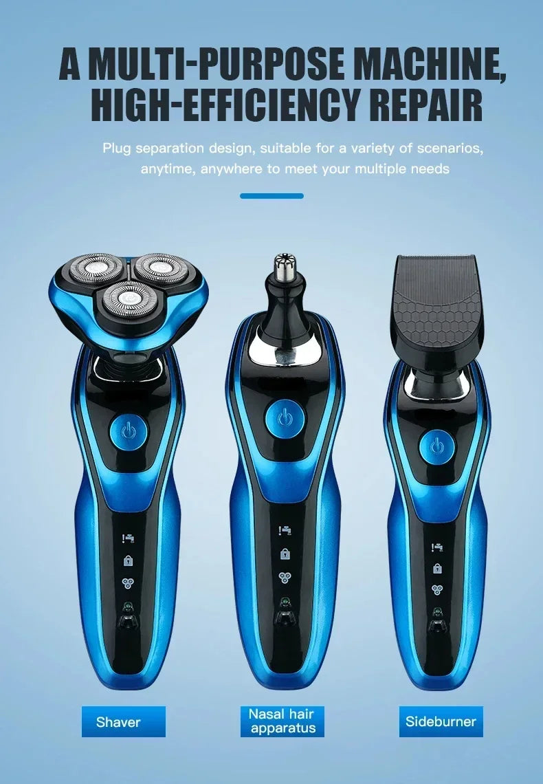 Electric multifunctional three-in-one shaver