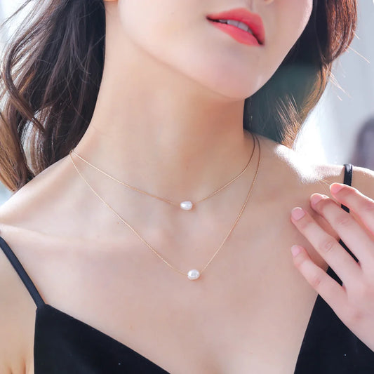 Exquisite Beaded Double Layer Pearl Necklace