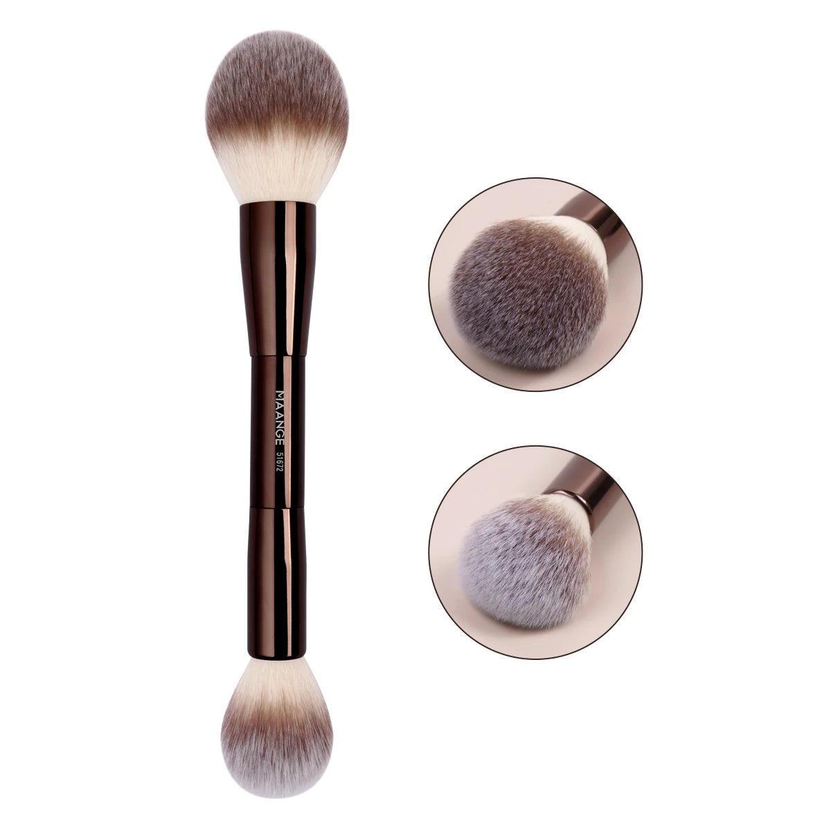 Double Head Foundation, Powder, Concealer, Blusher, Bronzer Makeup Brush- Soft Fiber