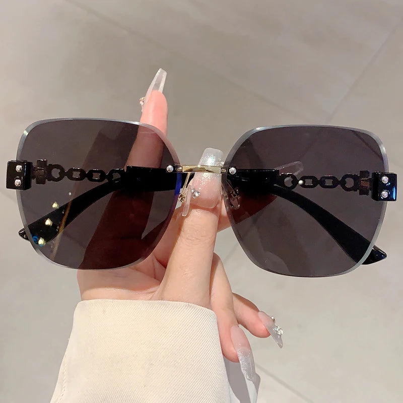 Tea Trendy Rimless Driving Sun Glasses