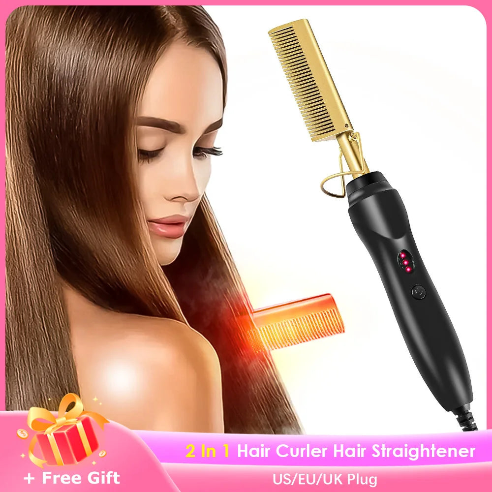 2 in 1 Hot Comb Hair Straightener