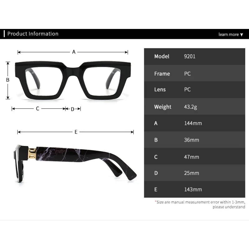 Square Candy Color Clear Gradient Eyewear