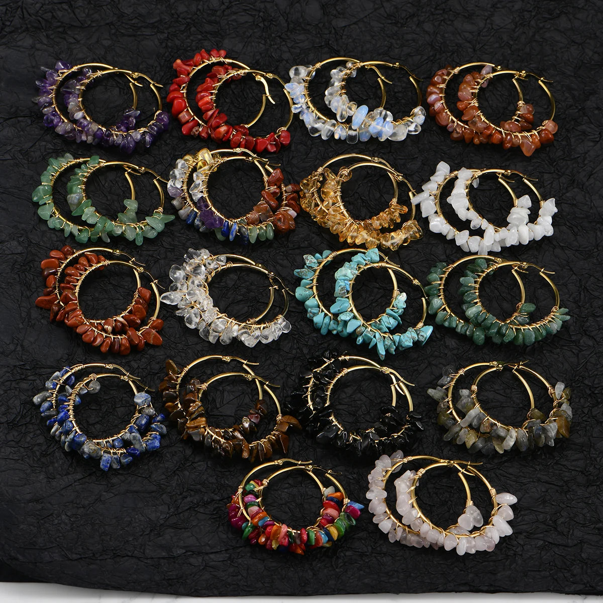 Creative Round Natural Stone/Turquoise Earrings