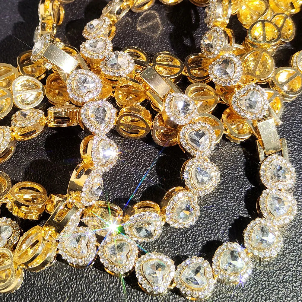Iced Out Heart Square Crystal Cuban Link