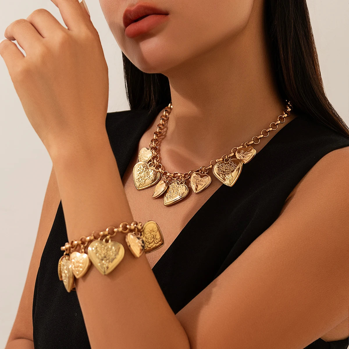 Cuban Necklace Heart Pendant | Charm Bracelet