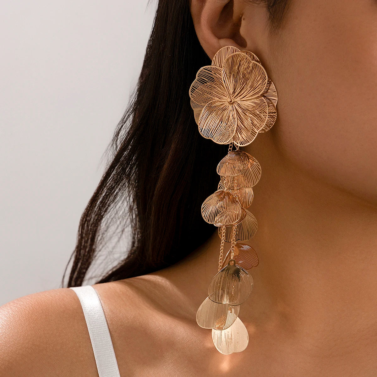 Romantic Leaf Petal Flower Drop Earrings