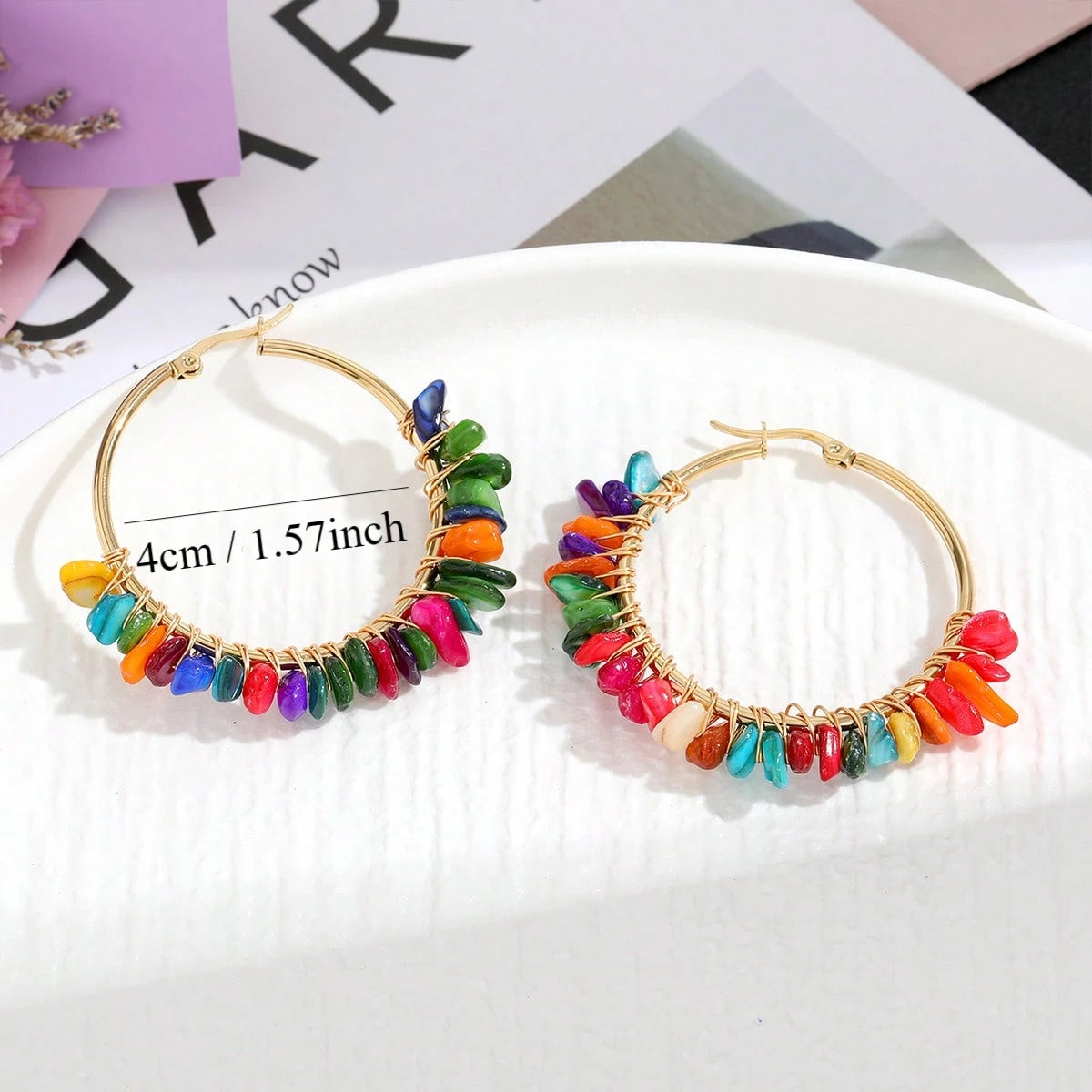 Creative Round Natural Stone/Turquoise Earrings