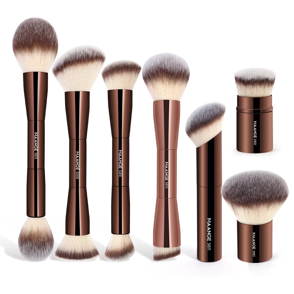 Double Head Foundation, Powder, Concealer, Blusher, Bronzer Makeup Brush- Soft Fiber