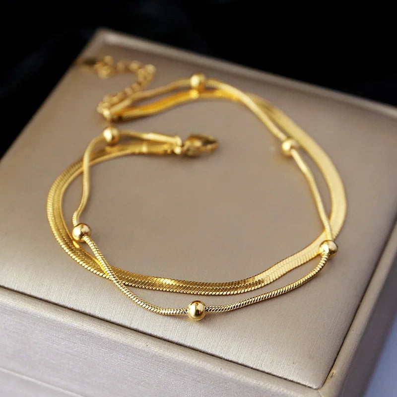 Gold Double-Layer Anklets