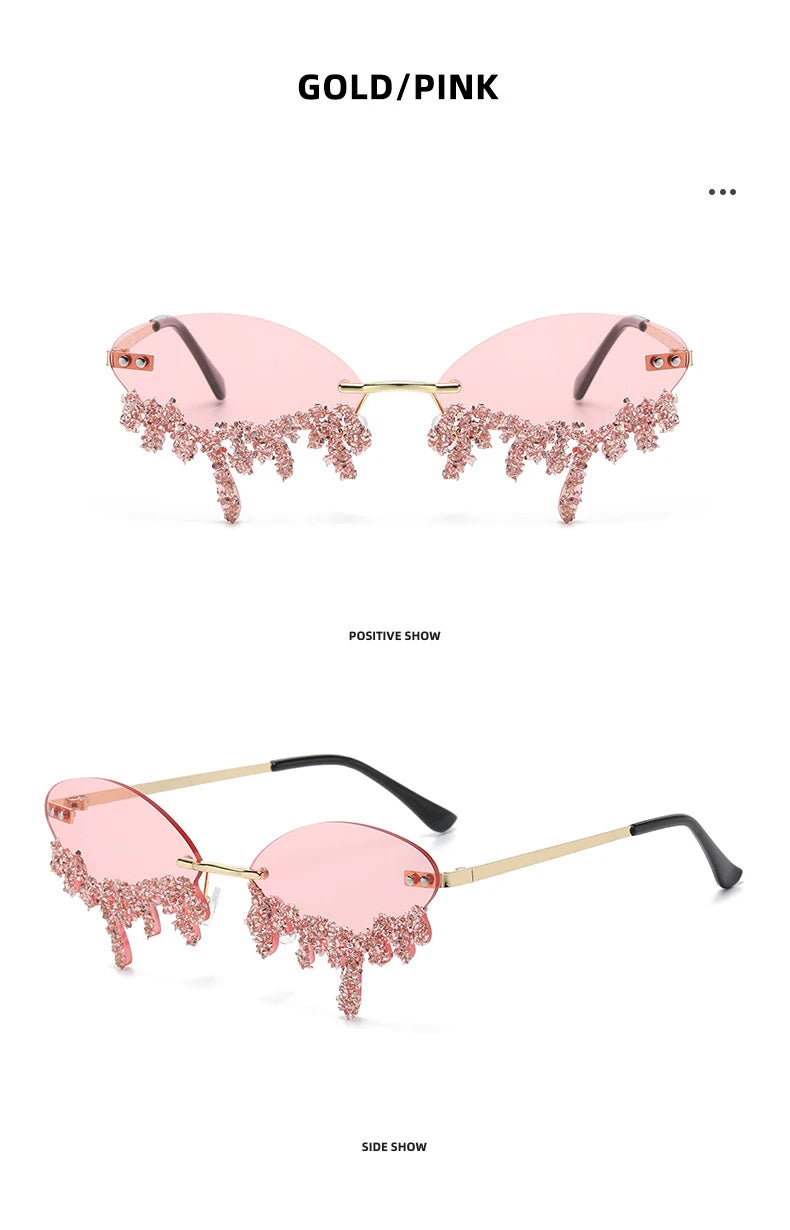 Diamond Rimless Rhinestone Tear Shaped