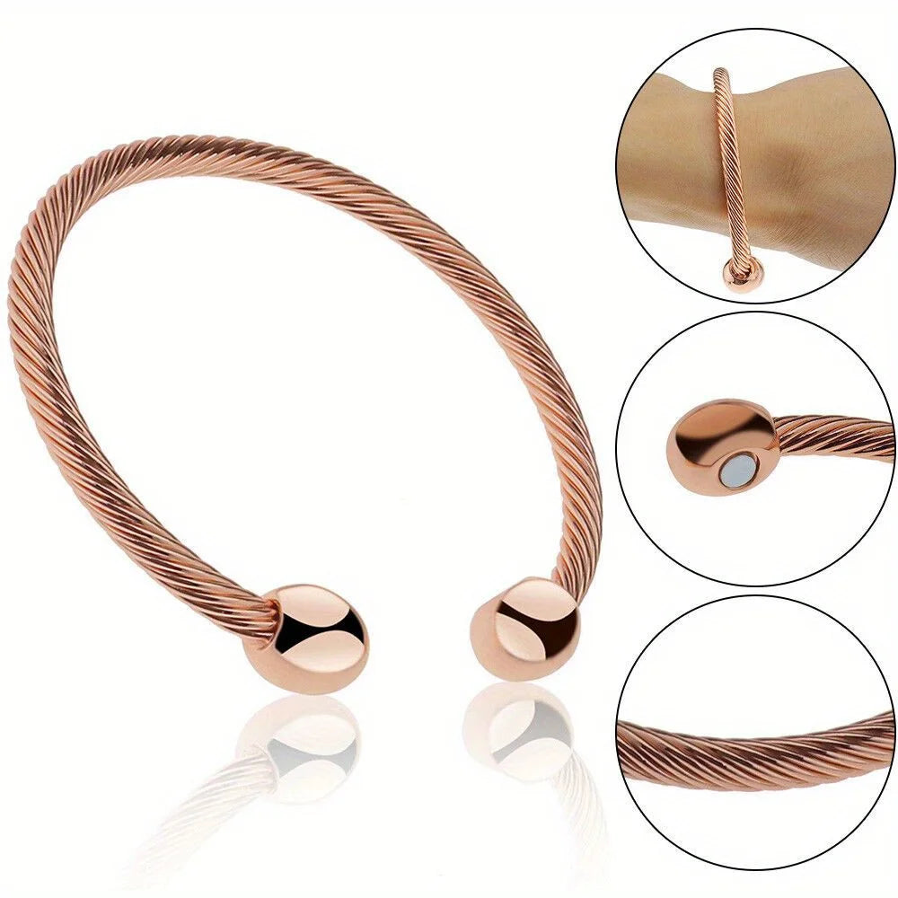 Magnetic Copper Bracelet Cuff Gold