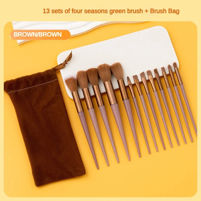 13 purple flower holly leaf makeup brush suit