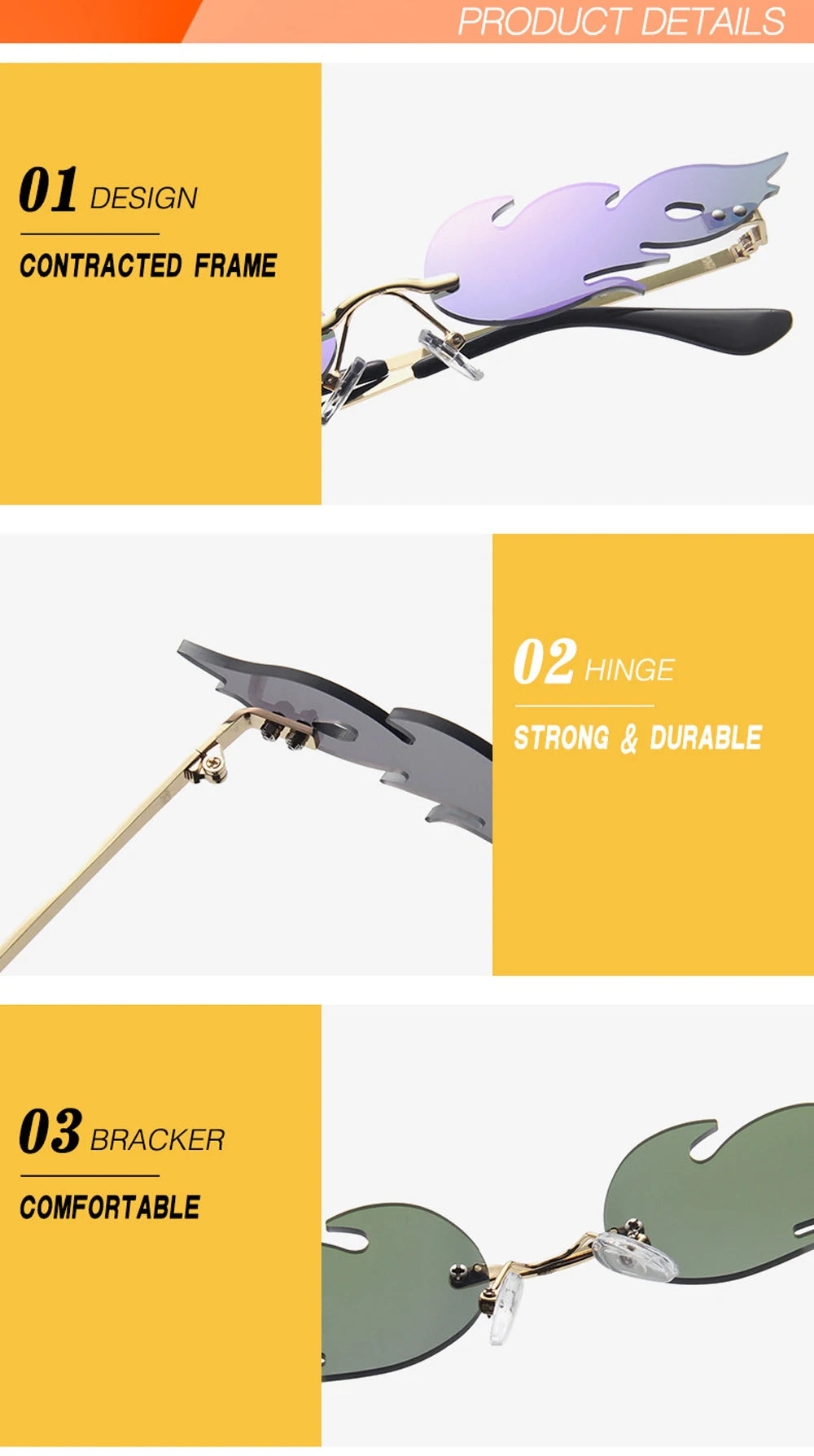 Luxury Rimless Wave Sunglasses