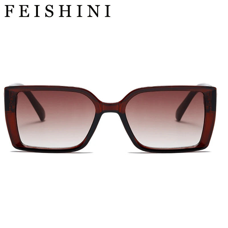 Letter Square Retro Tinted Rectangle Sunglasses