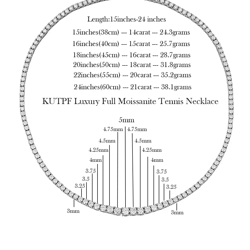 3-5mm Moissanite Diamond Necklace with Certificate 100% S925