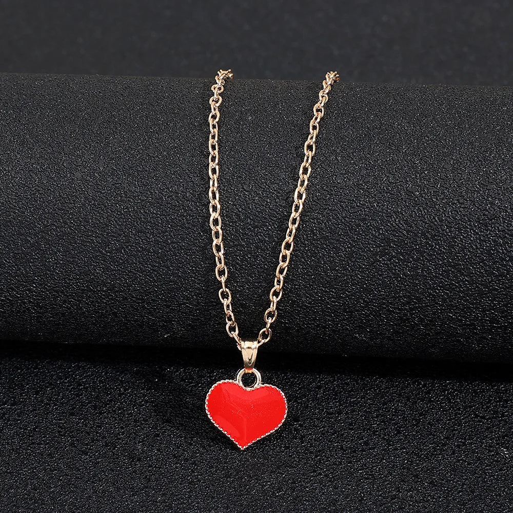 Golden Simple Chain Acrylic Heart Pendant Necklace