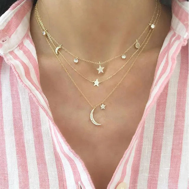 Crystal Star Pendant Necklaces