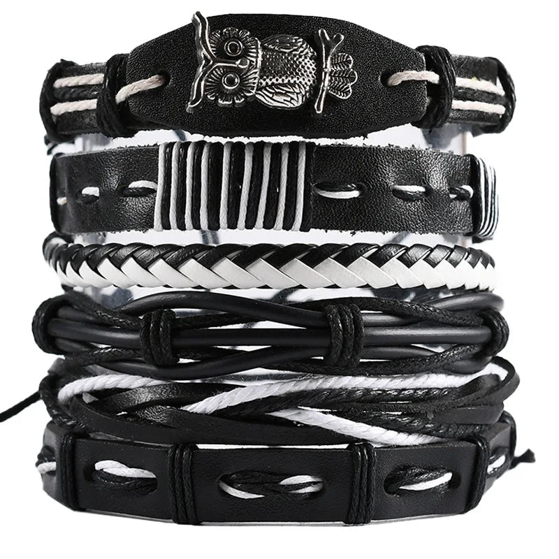 Adjustable Leather Set viking bracelet