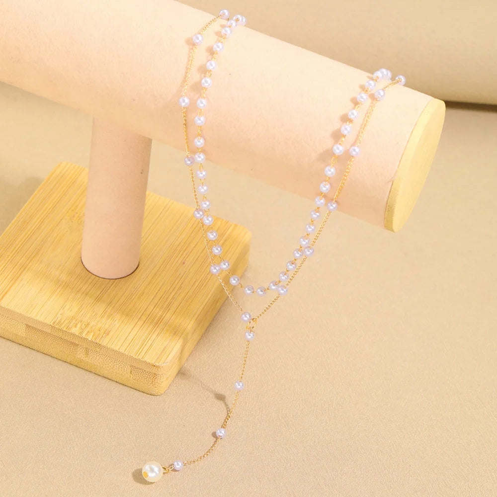 Vintage Pearl Y Lariat Necklace