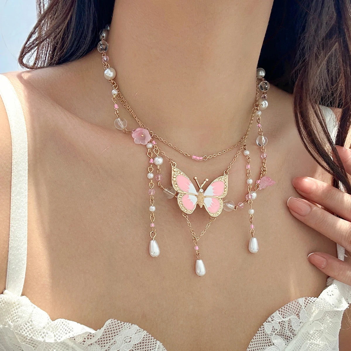 Sweet Drip Oil Butterfly Necklace Aesthetic Jewelry