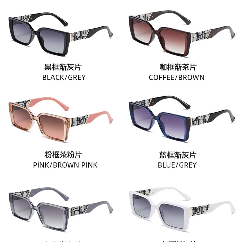 Letter Square Retro Tinted Rectangle Sunglasses