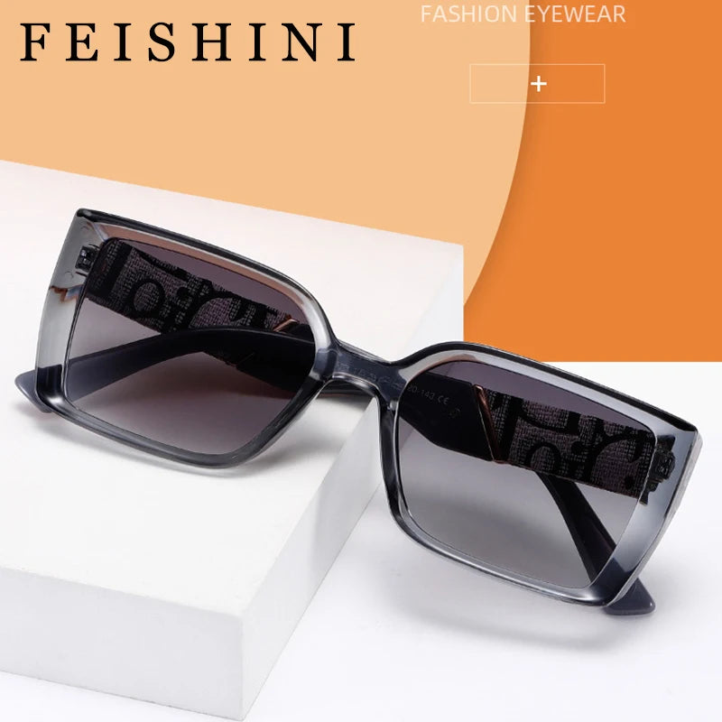 Letter Square Retro Tinted Rectangle Sunglasses
