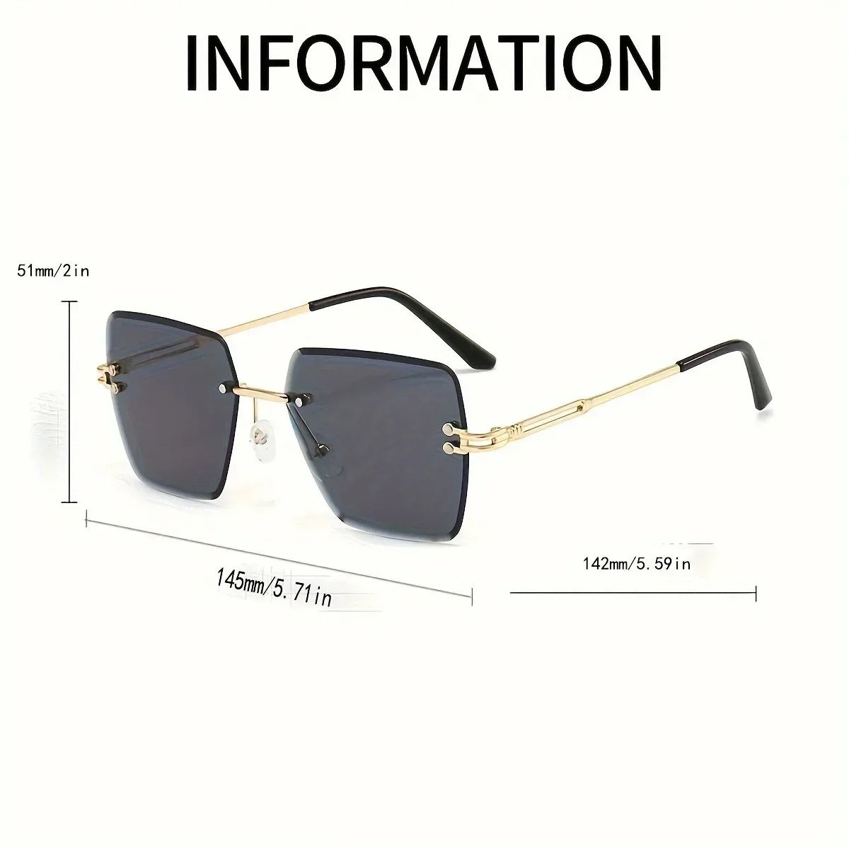 Square Rimless Gradient Sun Shades