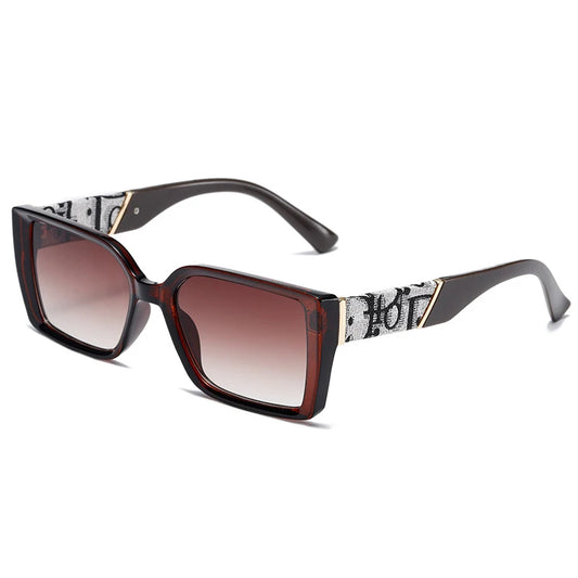 Letter Square Retro Tinted Rectangle Sunglasses