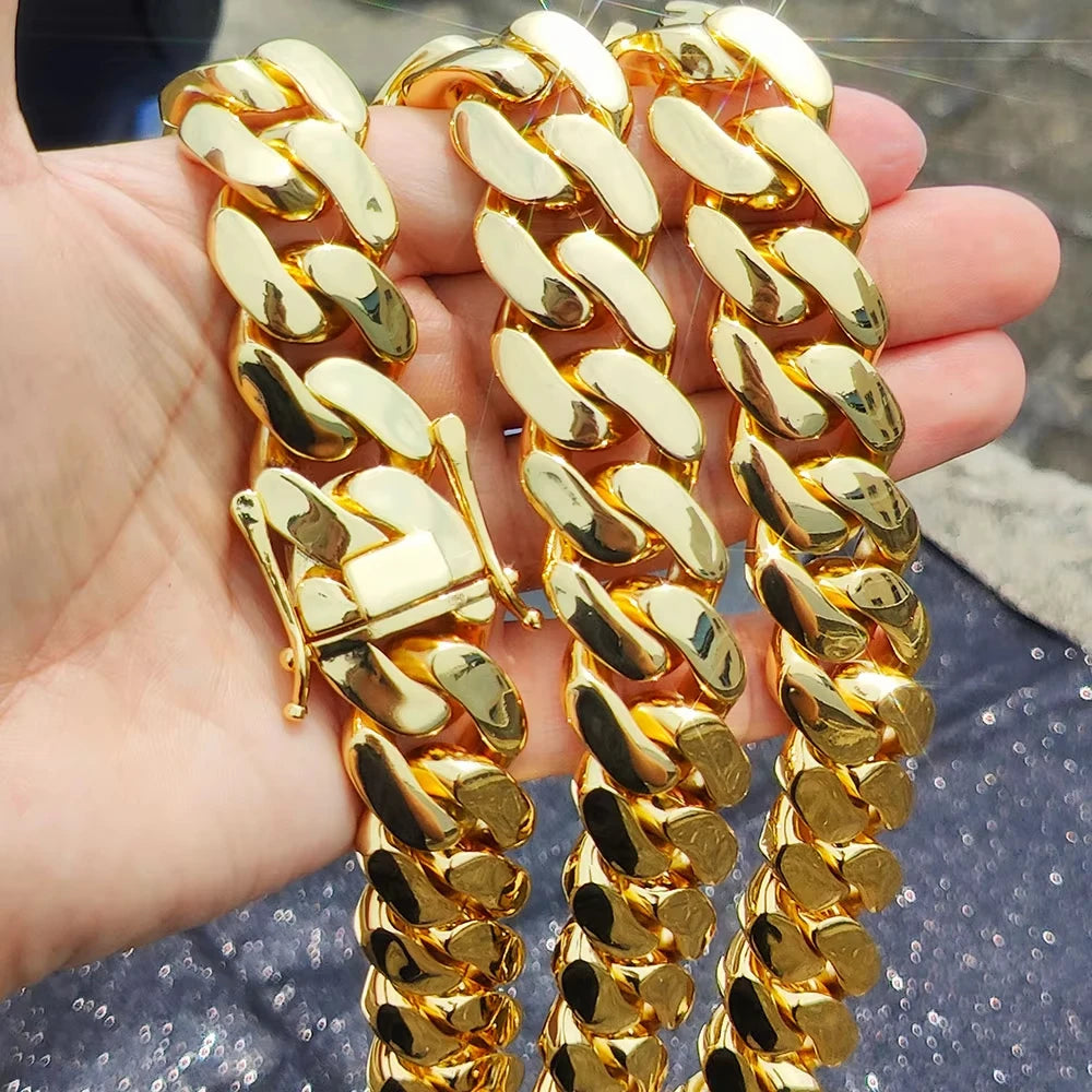 8k Gold-plated Cuban Miami Link Chain Necklaces