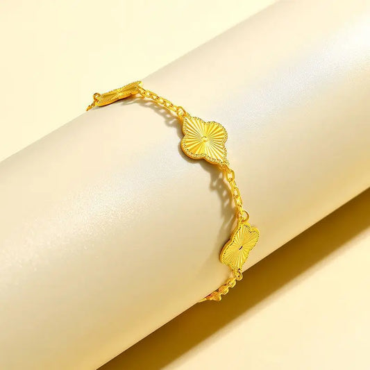 Luxury 24K 9999 Pure Gold Lucky Grass Bracelet