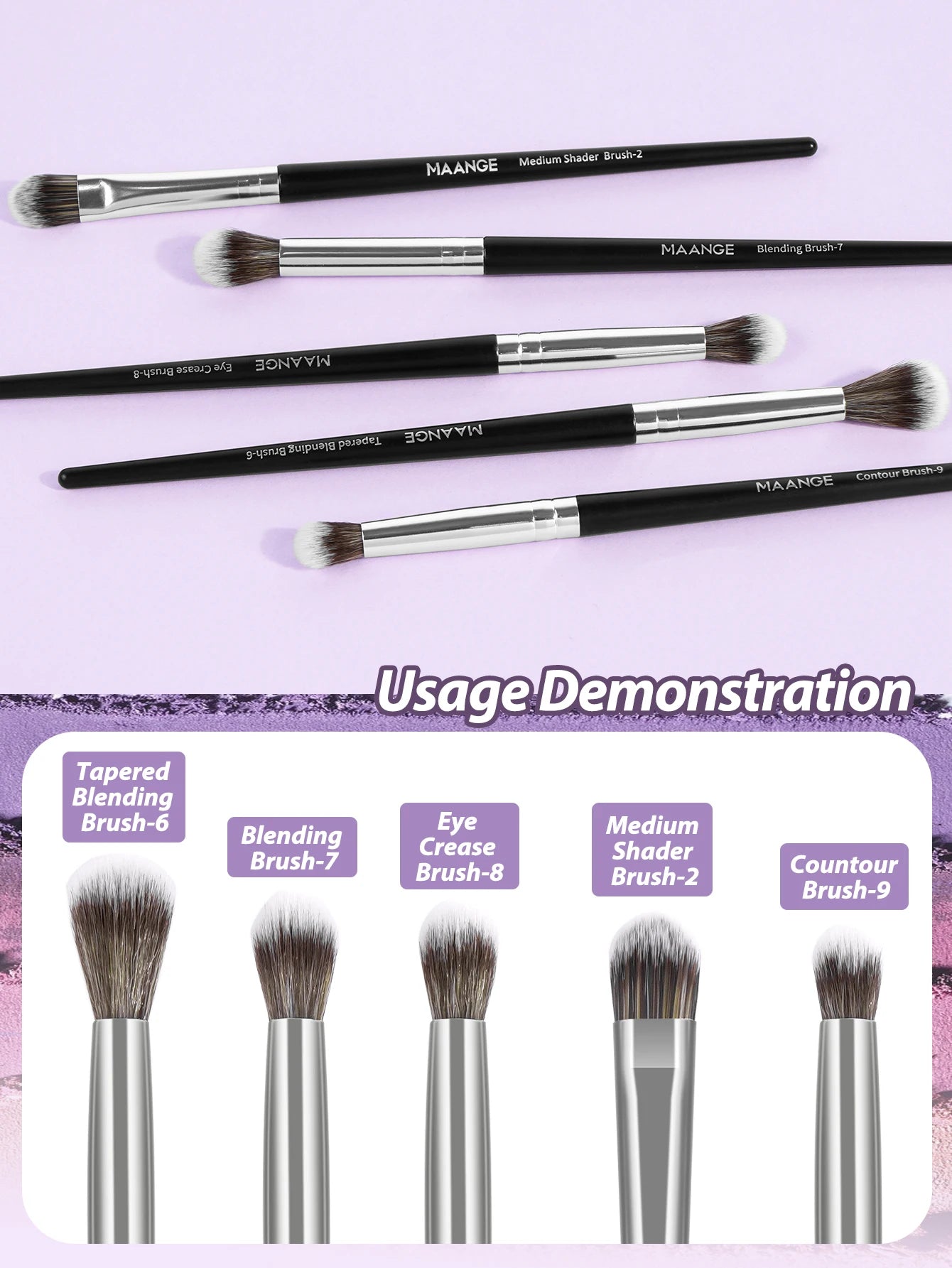 5PCS Concealer, Eyeshadow Soft Bristles Shader Brush