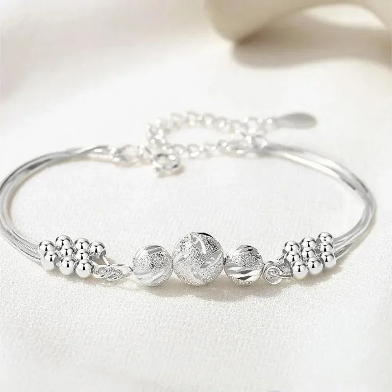 Fine 925 Sterling Silver Lucky Beads Bracelets