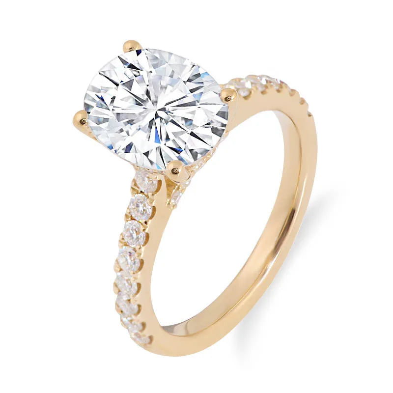 10K/14K/18K/PT950 Moissanite Oval Cut 3 CT D Color