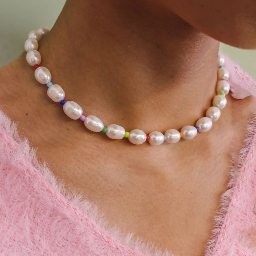 Multicolor Freshwater Rice Pearl Necklace
