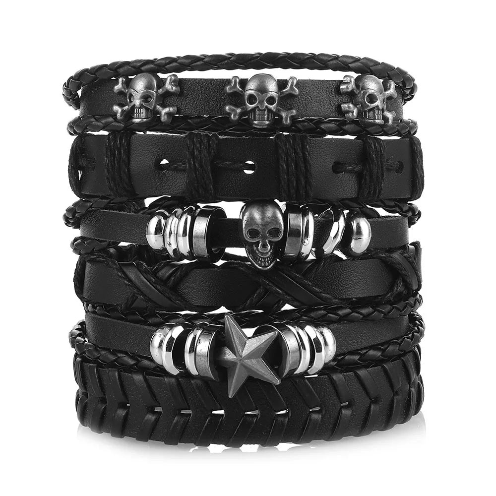 Adjustable Leather Set viking bracelet