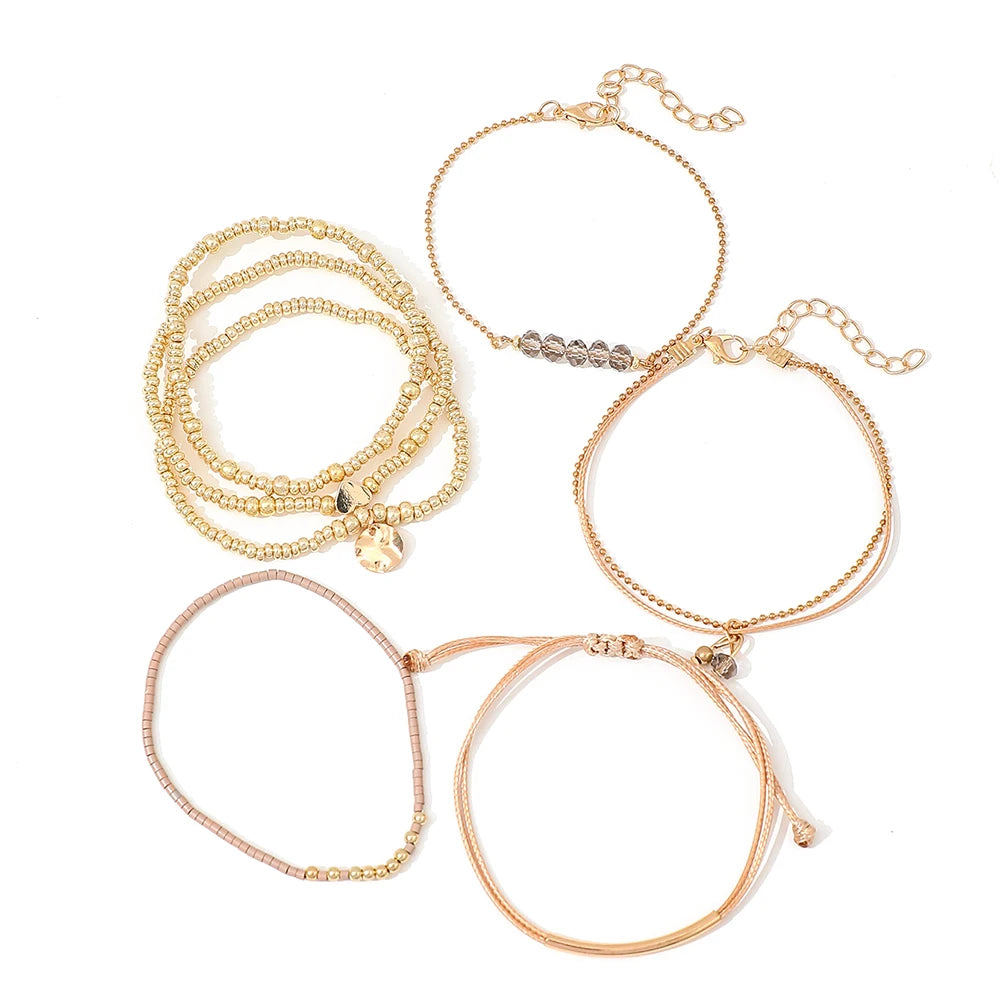 7Pcs/Set Bohemian Style Heart Beads Bracelet