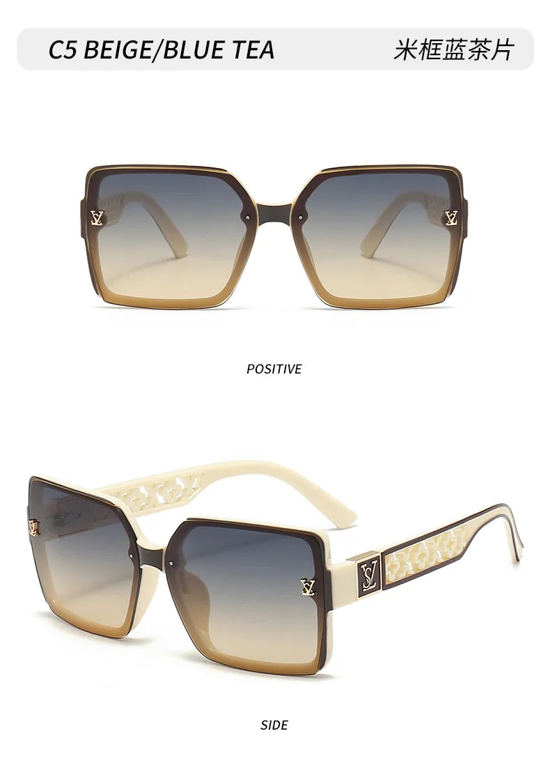 Luxury stylist retro square sunglasses