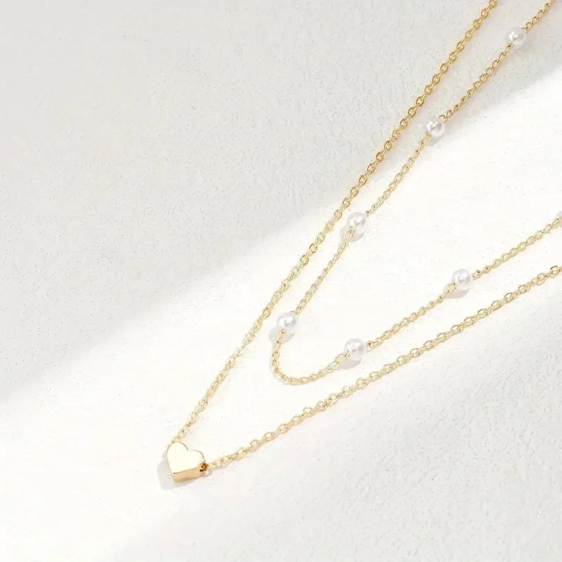 Heart Pendant Pearl Gold