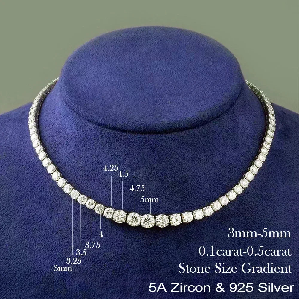 3-5mm Moissanite Diamond Necklace with Certificate 100% S925