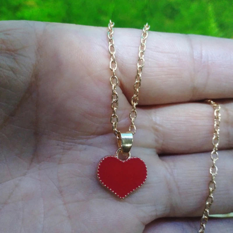 Golden Simple Chain Acrylic Heart Pendant Necklace