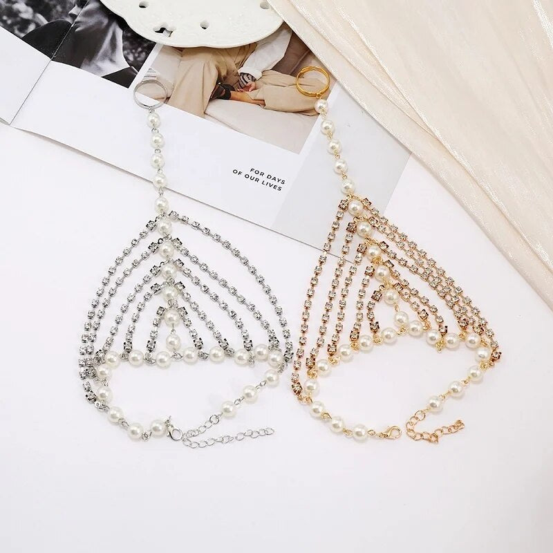 Luxury Crystal Pearl  Cheville Femme